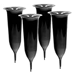 Grabvase mit Erdspieß VonBueren | 4 Stück | schwarz | ca. 25 x 9,8 cm | Friedhofsvase | Grab Blumenvase
