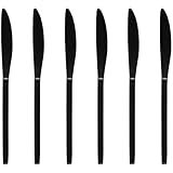GRÄWE Dessertmesser, schwarz, 6 Stück, spülmaschinengeeignet, Besteck für Nachtisch, kleine Tafelmesser, titanbeschichtet, Nachtischmesser, Serie Lissabon