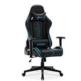 STARUZI Gaming Stuhl, Gaming Stuhl Ergonomisch, Hohe Rückenlehne Gaming Stuhl/Bürostuhl mit verstellbare Lendenkissen, Kopfkissen und Armlehnen, Gaming Stuhl 150 kg Belastbarkeit, Schwarz Blau.