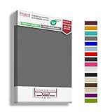 Bedskin Premium Topper Spannbettlaken 180x200 & 200x200 cm – 100% Baumwolle, Jersey Spannbetttuch, für Topper bis 10 cm Höhe (Grau)