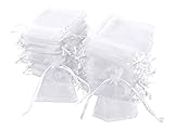 Carehabi - 100 Stück Organzasäckchen, Weiß Organzabeutel, 7 x 9 cm, Geschenkbeutel Organza, Schmuckbeutel, Hochzeit Säckchen, Lavendelsäckchen Säckchen, Hochzeitsbevorzugung