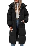 Vancavoo Wintermäntel Damen Lang Daunenmantel Winter Winterjacke Warm Steppmantel Jacke Mantel Daunenjacke Steppjacke mit Kapuze,Schwarz,XL