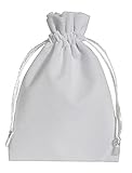 | 6 Samtsäckchen, Größe 15x10 cm, Samtbeutel-Geschenkverpackung, Schmuckbeutel, Hochzeit, Adventskalender, Nikolaus, Weihnachtsverpackung (weiss)
