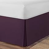 Volant-Bettlaken für Doppelbett, Bettgestell, Wickelbox, plissierter Boden, Volant, Bettlaken für Doppelbett, Volant, Mikrofaser, weich, gebürstet, pflegeleicht, Pflaume, 150 x 190 + 35 cm