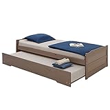 IDIMEX Ausziehbett Lorena in 90 x 190 cm, schönes Tagesbett aus Kiefer massiv in Taupe, praktisches Jugendbett mit Auszugskasten