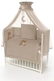 Beistellbett Bärchen Holz für Neugeborene – 3in1 höhenverstellbar Babybett mit Matratze, Beige Bettwäsche-Set, Co-Sleeping, für Babys von 0 bis 6 Monaten (Beige)