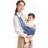 Mumgaroo Babytragetuch Verstellbare Babytrage Atmungsaktive Babytragetuch mit Dicken Schultergurten für Neugeborene Säugling Kleinkind 0-36 Monate (Blau)