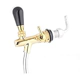 Verstellbarer Bierhahn, Kompensator Schankhahn, Bierzapfhahn Einstellbare Edelstahl G5 / 8 Gewinde Bierhahn Chrome Fassbierhahn, Fassschaft, Hausbar für Bierfass-Kegging-System(Gold)