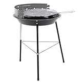 BBQ Holzkohle-Grill kleiner Rundgrill Mobiler Holzkohlegrill für 2 bis 3 Personen Grillfläche ca. Ø 32 cm Kohlegrill Sicherer Stand dank 3 stabiler Beine Schwarz/Rot