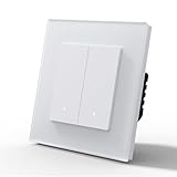 MVAVA Alexa Lichtschalter, Wlan Smart Lichtschalter Kompatibel mit Alexa/Google Home, Glas Lichtschalter Unterputz Funktioniert mit Tuya/Smart Life App, Neutrale Leitung Benötigt 2 Fach 1 Weg