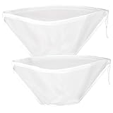 Nogeqi 2 Stück Nussmilchbeutel, Wiederverwendbar Passiertuch, Nussmilchbeutel Bio Waschbar mit Kordelzug, Feinmaschiges Passiertuch für Nussmilch Käse Kaffee Joghurt Fruchtsaft