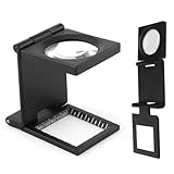 Mini Klapplupe, Fadenzähler, Klappbare Lupe, Mini dreiaufklappbaren 10X Bildschirmlupe, Zink Legierung Lupe, 10X Bildschirmlupe mit Maßstab, fadenzähler Metall für Löten, Nähen, Lesen, Textile