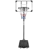 AONETIGER Basketball Hoop, 170-213cm Adjustable Height Basketball Hoop Goal System for Kids Teenagers Youth & Adults Outdoor/Indoor, 71.1cm Shatterproof Backboard & Wheels