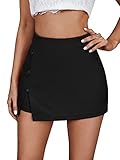 SOLY HUX Damen Hosenrock Kurze Hose Herbst Shorts Hosen Casual Rock Elegant Hosenrock mit Schlitz Schwarz M