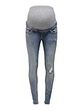 ONLY MATERNITY Damen Olmblush Mid Sk Ank Raw Dnm, Medium Blue Denim, M / 32L