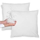 2er Set Daunenkissen Federkissen 80x80 cm, 100% Daunen & Federn, Kopfkissen Sofakissen, 60 Grad waschbar, Kissen aus 100% Baumwolle, weiß