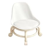 Rollhocker mit niedriger Höhe, niedriger Rollhocker for Kinder, flexibel, Starke Tragfähigkeit for zu Hause(White)