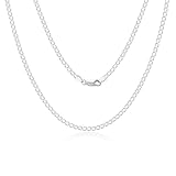 SILBERTALE 925 Sterling Silber Panzerkette Echt Silberkette für Herren Damen 2/3/4mm Breit Dünn Superflache Ohne Anhänger Halskette