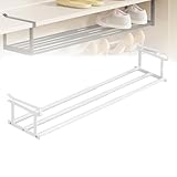 Verstellbares Schuhregal unter dem Schrank, erweiterbares Teleskopregal für Küchenschrank, kein Bohren, rutschfestes Design, platzsparende Aufbewahrungslösung (weiß)