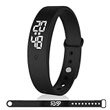 Umllpet Wecker Armband Vibration, Vibrationsalarm Erinnerung Uhr für Kinder Erwachsene, Silent Vibrations Wecker Armband, Töpfchen Trainingsuhr, Trinkerinnerung, Pillenerinnerungen (Schwarz)