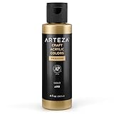 ARTEZA Craft Acrylfarbe, A701 Gold, 118 ml Flasche, wasserbasierte, mischbare, matte Acrylfarbe für Kunst- und DIY-Projekte auf Glas, Holz, Keramik, Stoffen, Papier und Leinwand