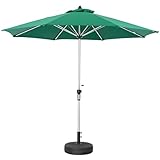 Tragbarer Strandschirm mit Sockel, Aluminium-Terrassenschirm mit Kurbel, Outdoor-Markt-Tisch-Sonnenschirm für Garten, Party, Pool, Deck, grün, 2.7m