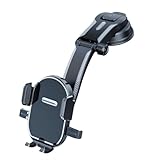 Grippahandyhalterung Auto mit Saugnapf & Lüftungsgitter-Clip – 25kg Haftkraft, 360° drehbar, Schnellverschluss, Teleskoparm, für 4-7,2 Zoll iPhone Samsung, Armaturenbrett & Windschutzscheibe geeignet
