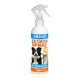 ARDAP Zeckenspray 250ml zur Anwendung am Tier - Bis zu 4 Wochen zuverlässiger, natürlicher & langanhaltender Schutz vor Zecken, Flöhen, Läusen & Milben