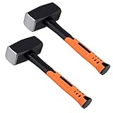 CHUENKUK 2 Stück Vorschlaghammer 2kg, 28cm Länge Schwarz Gelb Fäustel mit Gummiaufsatz, Sledge Hammer für Abbrucharbeiten