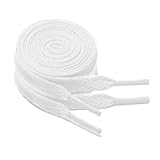 GOODSALEOK 2 Paar Flach Sneaker Schnürsenkel 8 mm Breite Premium Ersatz Schuhbänder für Turnschuhe Boardschuhe Freizeitschuhe Universalmodell Weiß 140CM