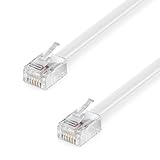 deleyCON 10m Telefonkabel RJ11 Modularkabel 6P4C Westernkabel RJ11 auf RJ11 Stecker Flachkabel Telefondose Modem Router Fax ISDN DSL VDSL Internet Weiß