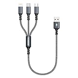 NIBIKIA Multi USB Kabel, Universal Ladekabel Kurz 50CM Nylon 3 in 1 Mehrfach Ladekabel Schnell für Micro USB, iPhone Ladekabel, USB Typ C für Samsung Galaxy, iPhone, Xiaomi Redmi, Android und mehr