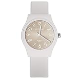 OFFCUP Damenuhr, Damen Analog Quarz Uhr mit Silikon Armband, Uhren Damen Sportlich Elegant Casual Armbanduhr Krankenschwester Quarzuhr Farbe Buntfarbig, 3 Zeiger, 38 mm Gehäusegröße-Hellgraues