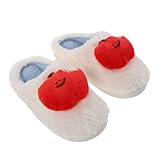 Healeved Apfelpelzschuhe Apple -geformte Hausschuhe Warme Kuschelige Hausschuhe Apfelförmige Gemütliche Schuhe Winter Fuzzy Apple Pantoffeln Süße Plüsch Weiß