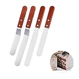 4 Stück Winkelpalette Torte – Edelstahl Tortenspachtel Tortenmesser Set in Verschiedenen Größen, Torten Zubehör Tortenschaber Fondant Glätter, Backzubehör für Torten, Backen und Dekorieren
