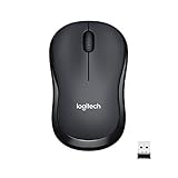 Logitech B220 SILENT Kabellose Maus, 2,4 GHz mit USB-Empfänger, 1000 DPI Optical Tracking, 18 Monate Batterielaufzeit, Für Links- & Rechtshänder, Kompatibel mit PC, Mac, Laptop - Grau