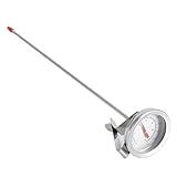 DEWIN Einkochthermometer, Stabthermometer Lang mit langer Sonde Zeigerthermometer mit Clip Brauthermometer für Küche Frittier Fleisch Bier Flüssigkeits Haushalts