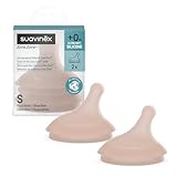 Suavinex, Zero Sauger, langsamer Durchfluss (S), langsamer Durchfluss, lässt wenig Flüssigkeit durch, ideal für die ersten Tage, Sauger für Zero Zero Zero Flasche, Silikon, 0 m, Deep