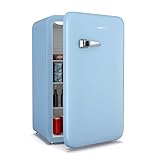 Klarstein Audrey Evo 112L Retro Mini-Kühlschrank - Leise 40 dB, Flexibel Mit Wendetür & Verstellbaren Füßen, Kompakter Kleiner Kühlschrank Für Schlafzimmer & Büros, Blau