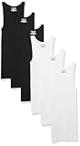 Amazon Essentials Herren Leichte Tankunterhemden, 6er-Pack, Schwarz/Weiß, L