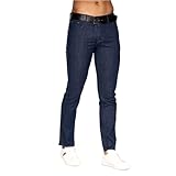 Crosshatch Herren Jeans Farrowed Stretch Denim Jeans mit Markengürtel, Baumwollanteil 5-Pocket-Designer-Hose mit geknöpftem Hosenschlitz & bedrucktem Rücken-Taillenaufnäher Größen 30-40, Dark Wash, 34