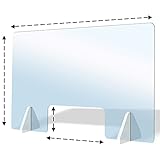 Care4U Spuckschutz aus Acrylglas Premium Quality Schutzscheibe, 80 x 60 (BxH) cm mit Durchreiche 30x20 (BxH) cm Virenschutz Trennwand Spuck und Niesschutz Sichtschutz Thekenaufsatz