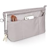 Betoores Handtaschen Organizer, Taschenorganizer Nylon Tote Bag Organizer, Wasserdicht Groß Taschen Organizer Shopper mit Schlüsselbund und Reißverschluss,Grau-XL