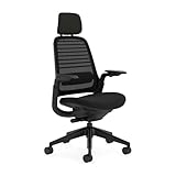 Steelcase Series 1 Ergonomischer Bürostuhl mit LiveBack Lumbalstütze, 4D-Armlehnen, anpassbarer Kopfstütze Onyx Schwarz, 66 x 64 x 112