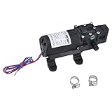 Druckwasserpumpe, DC 12V Selbstansaugend Wasserpumpe 100W 8L/Min Membranpumpe Druckwasserpumpe Micro Diaphragm Pump Hochdruckwasserpumpe mit Druckschalter für Camping Wohnmobil Boot Gartensprinklern