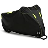 Motorrad Abdeckplane Outdoor - Wasserdicht, Reißfest & Winterfest | 210D Oxford Motorradabdeckung Motorradgarage mit UV-Schutz & Winddichte Schnallen | Für Motorroller Mopeds Motorräder(245x105x125cm)