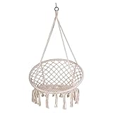 OUTLIV. Hängesessel Boho, aus Stahl Rope, Wasserabweisend, Freihängend, für Erwachsene und Kinder, Ø45cm, 63x80x45cm, Belastbarkeit 110kg, Beige