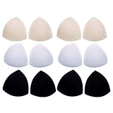 JZK 6 Paar Sponge BH Insert Pads Bikinis Pad Push- up Pad Bra Einlagen für Sport BH Badeanzug und Bikini, 3 Farben Schwarz Weiß Beige