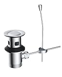 Hibbent Zugstange Ablaufgarnitur mit Überlauf Ablauf Waschbecken Ablaufventil Exzenter Überlaufgarnitur Waschbeckenstöpsel 1 1/4 Stöpsel Zugstangengarnitur für Waschtisch-Chrom