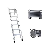 Einziehbare, Faltbare Dachbodenleiter, Teleskop-Dachbodenleiter mit Pull-Down-System, Dachboden für drinnen und draußen, an der Wand montierte Dachbodentreppe, Zugangsleiter(6 Steps 185CM)